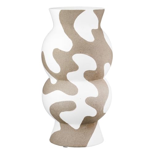 GILDE Vase Areno - Keramik - rund - Höhe 35cm x Ø 18cm - beige/weiß - wasserdichte Blumenvase von GILDE