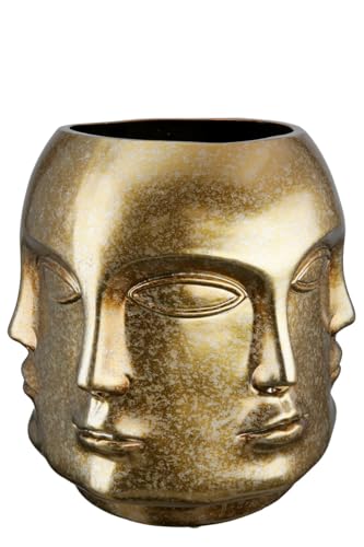 GILDE Vase Blumenvase aus Keramik - Gesichtsvase wasserdicht Europäische Herstellung - Farbe: antik Gold Höhe 23 cm von GILDE
