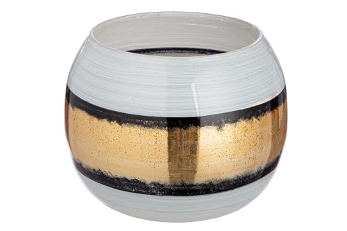 GILDE Vase Brokat Glas goldfarben antikfinish bauchig 21 cm hoch Dekoration Wohnaccessoire Geschenk Wohnkultur von GILDE