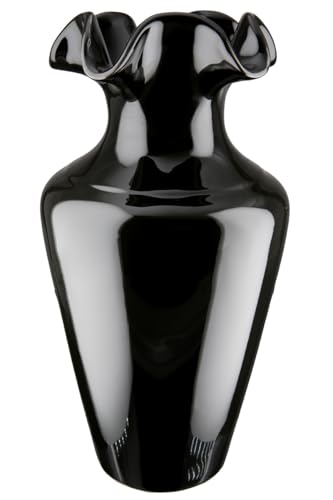 GILDE Vase Irina Keramik schwarz glänzend glasiert konisch 40 cm hoch Dekoration Wohnaccessoire Geschenk Wohnzimmer von GILDE