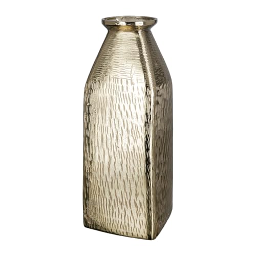 GILDE Vase Lola aus Aluminium - goldfarben - wasserdicht - grobe Oberfläche - Höhe 30cm x Breite 11cm von GILDE