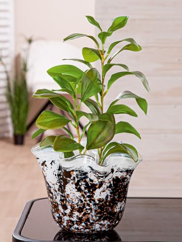 GILDE Vase Petunia Glas schwarz weiß Ø 20 cm Dekoration Wohnaccessoire Blumenvase Tischdeko von GILDE