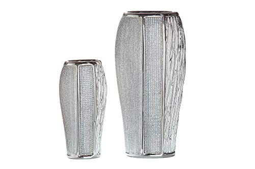 GILDE Vase Sparkling Silber, mit Diamantkette Länge 6,0 cm Breite 10,0 cm Höhe 20,0 cm 28100 von GILDE