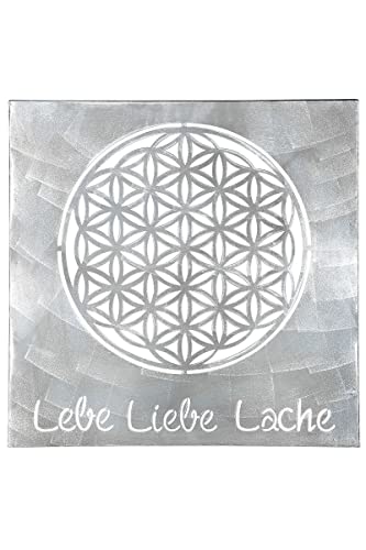 GILDE Wandbild Lebensblume Metall 60x60 cm antik Silber von GILDE