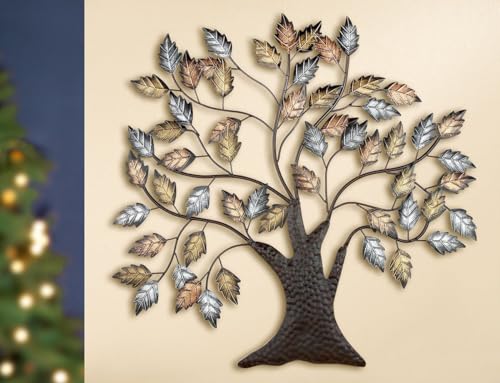 GILDE Wandrelief Baum braun mit antik Gold-/silberfarbenen Blättern H: 70 cm B: 72 cm T: 1cm 67481 von GILDE