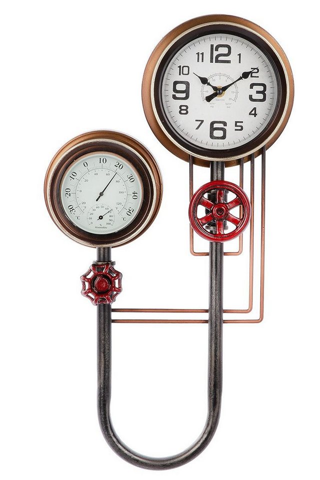 GILDE Wanduhr Industrielle Wanduhr Adega mit Thermometer und Hygrometer von GILDE