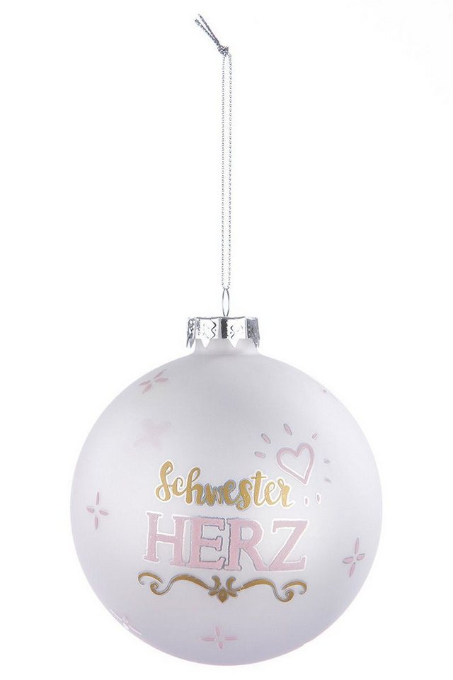 GILDE Weihnachtsbaumkugel Glas Baumkugel Groß D 10 cm mit Spruch für Mama Papa (1 St), Geschenk zur Weihnachten, Glaskugel von GILDE