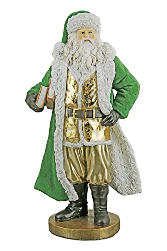 GILDE Deko Figur Weihnachtsmann Santa - goldfarben und grün - mit Rauschebart - Höhe 32,5 cm von GILDE