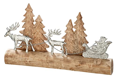 GILDE Deko Winterlandschaft - aus Holz und Aluminium - Hirsche und Tannenbäume - Länge 49 cm von GILDE