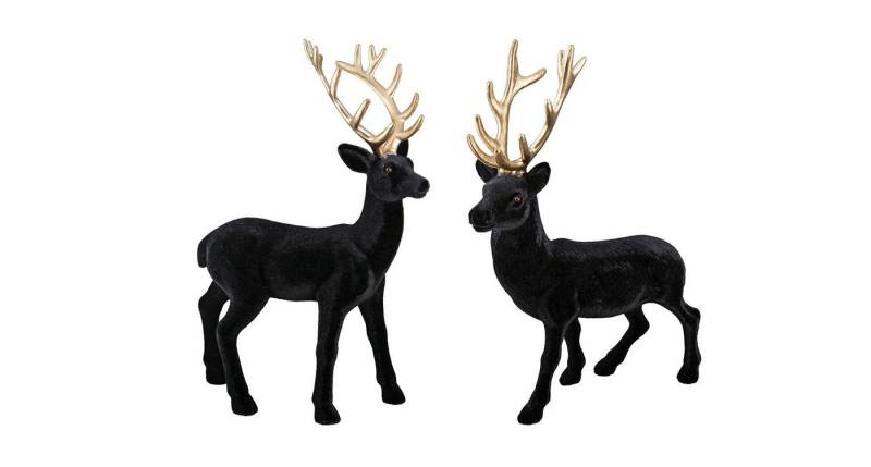 GILDE Weihnachtsfigur Harry Hirsch 2er-Set, 19cm schwarz von GILDE