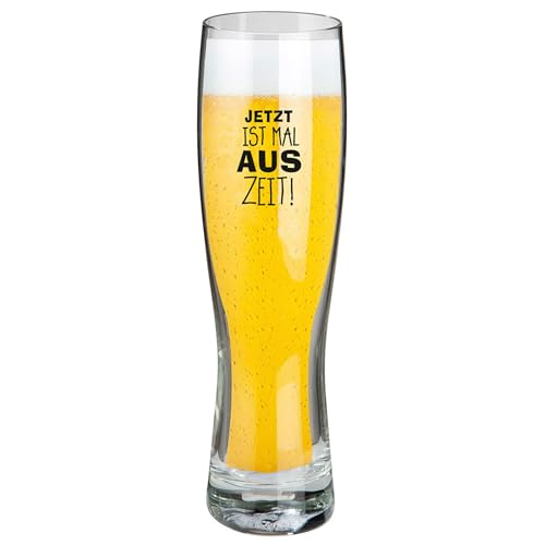 GILDE Weizenglas Auszeit – 0,5 l Spülmaschinenfest, Jäger-Motiv – Lustiges Geschenk für Vater, Feierabendbier von GILDE