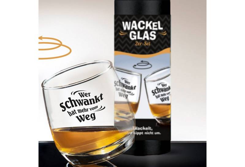 GILDE Whiskyglas Wackelglas 'Wer schwankt hat mehr vom Weg' 2er-Set, Glas von GILDE