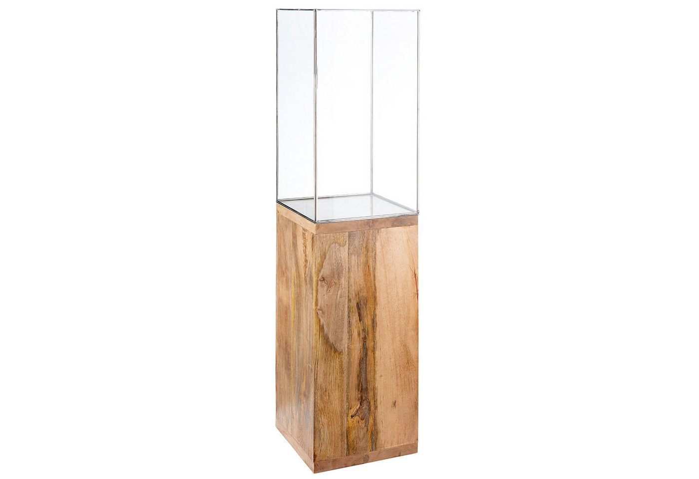 GILDE Windlicht Windlicht - natur - Glas, Mangoholz - H. 91cm x B. 26cm - Laterne (1x Windlicht, Kerzenhalter - Kerzenschein), Windlicht Glas Kerzenhalter - Elegantes Licht für Ihr Zuhause von GILDE