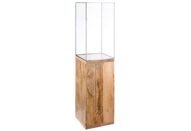 GILDE Windlicht Windlicht - natur - Glas, Mangoholz - H. 91cm x B. 26cm - Laterne (1x Windlicht, Kerzenhalter - Kerzenschein), Windlicht Glas Kerzenhalter - Elegantes Licht für Ihr Zuhause von GILDE