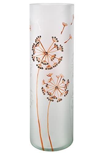 GILDE Zylindervase Dandelion Glas kupferfarben, weiß 44522 von GILDE