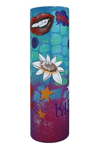 GILDE Zylindervase Moderne Deko Vase - aus Glas im Street Design - Deko Wohnzimmer Geschenk für Frauen - Mehrfarbig bunt Höhe 49,5 cm von GILDE