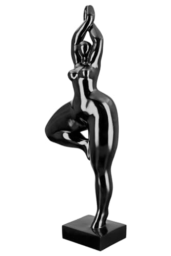 GILDE große Deko Figur XL Skulptur Ballerina - hergestellt aus Kunstharz - Deko Wohnzimmer Geschenk Geburtstagsgeschenk - Farbe: Schwarz glänzend - Höhe 52 cm von GILDE
