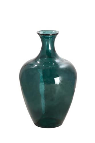 GILDE große Deko Vase XL Bodenvase aus reyceltem Glas - Glasvase Arturo - Deko Wohnzimmer Farbe: Grün Petrol Höhe 65 cm von GILDE