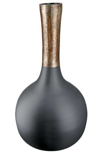 GILDE große Deko Vase XL Flaschenvase aus Glas - Blumenvase Moderne Deko Wohnzimmer Tischdeko - Farbe: Schwarz Gold - Höhe 45 cm von GILDE