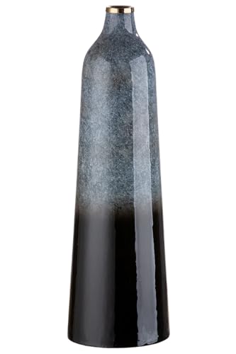 GILDE große Deko Vase XL konische Blumenvase aus Metall - Deko Wohnzimmer Geschenk für Frauen - Farben: Grau Schwarz Höhe 49 cm von GILDE