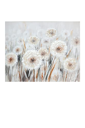 GILDE großes Bild XL auf Leinwand 100 x 80 cm - Pusteblumen Blumen creme grau von GILDE