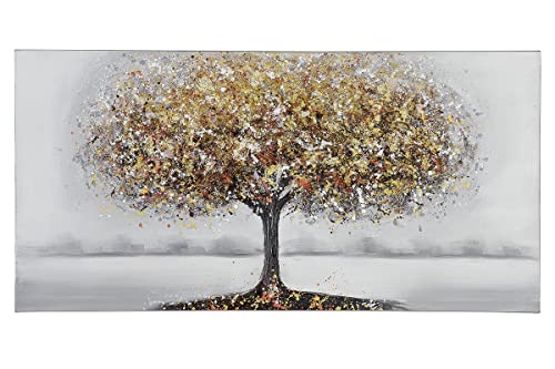 GILDE großes Bild XXL auf Leinwand 120 x 60 cm - Baum braun grau Gold-Farben von GILDE