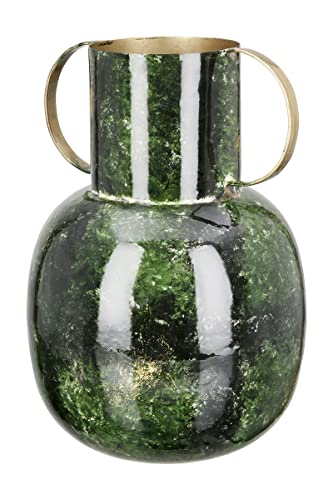 GILDE grüne Deko bauchige Vase Blumenvase aus Metall - Deko Wohnzimmer Geschenk für Frauen Geburtstag Muttertag - Höhe 30 cm von GILDE