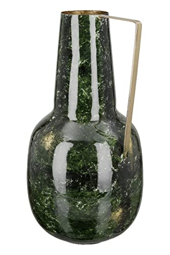 GILDE grüne Deko bauchige Vase Blumenvase aus Metall - Deko Wohnzimmer Geschenk für Frauen Geburtstag Muttertag Höhe 40 cm von GILDE