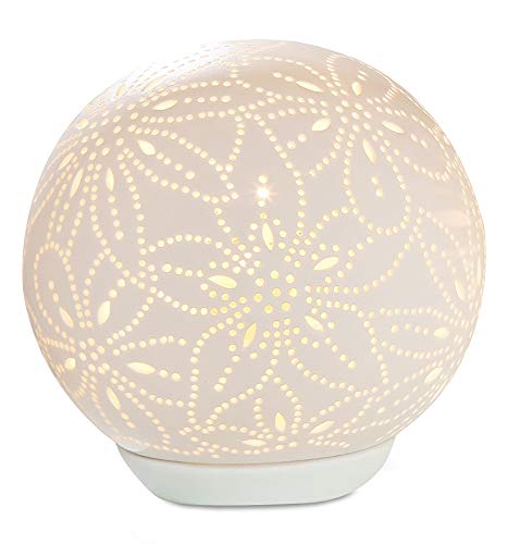 GILDE kleine Lampen Tischlampe Dekolampe - aus Porzellan mit Blüten Deko - 25 Watt E 14 - Höhe 13,5 cm von GILDE