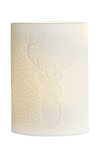 GILDE Deko Lampe Tischleuchte - Motiv: Hirsch Design - Fassung E $0, max 40 Watt - Höhe 28 cm von GILDE