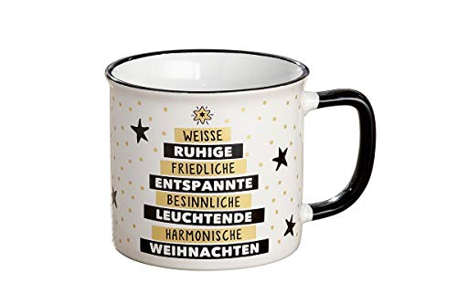 Gilde - 24698 - Kaffeebecher, Weihnachten, Weisse Weihnachten, Keramik, Emailledesign, 9,5cm x 8,5cm, 390ml von GILDE