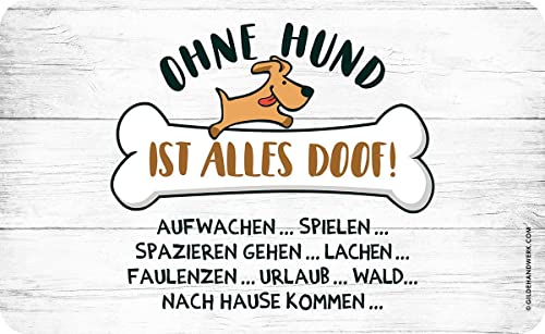 Gilde - 46844 - Frühstücksbrettchen, Ohne Hund ist alles doof!, Resopal, 23,5cm x 14,5cm, weiß von GILDE