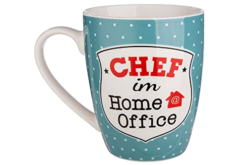 GILDE - 49823 - Kaffeebecher, Chef im Home Office, Porzellan, 8,5cm x 12cm x 10cm, 360ml von GILDE