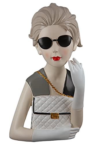 GILDE Deko Poly Skulptur Figur Lady - mit Handtasche - Dekoration Wohnzimmer - Höhe 29 cm, 37196, Grau von GILDE