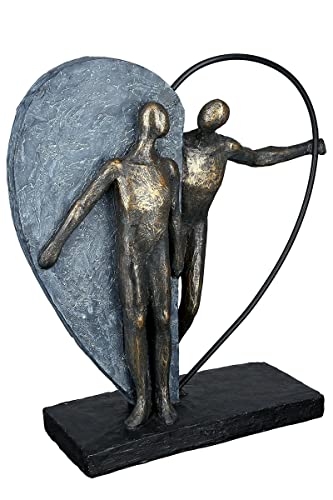 Casablanca modernes Design Gilde Deko Skulptur Figur - Heartbeat - Herzklopfen - Liebe - Metall, Poly bronzefarben, grau - Höhe 31 cm von Casablanca modernes Design