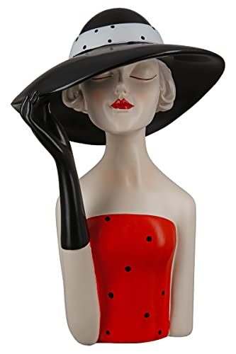 GILDE Deko Skulptur Figur Lady - mit schwarzem Hut - Dekoration und Geschenk - Höhe 29, 5 cm, 37195 von GILDE