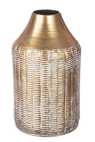 Casablanca Deko Vase groß - Moderne Metallvase Dekoration Pampasgras Wohnzimmer - Geschenk Geburtstagsgeschenk - Farbe: Gold Höhe 39 cm von Casablanca modernes Design