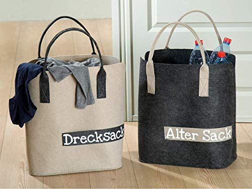 Gilde Filztasche Wäschesack Dunkelgrau H: 45 cm von GILDE