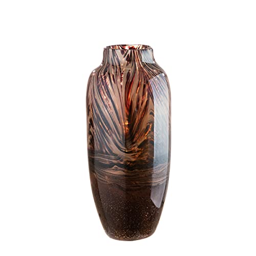 Gilde Glasart Deko Vase aus Glas - Dekoration Wohnzimmer - Geschenk Weihnachten Geburtstag Muttertag - Farbe: Braun - Höhe 37 cm von GILDE GLAS art
