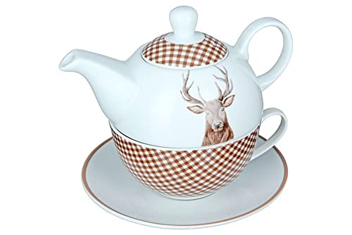 Gilde Handwerk Tea for one Hirsch Fassungsvermögen 400 ml Kanne Tasse 300 ml von GILDE