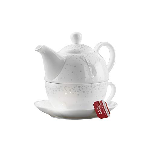 Gilde Tee-Set Tea for one im Hirsch Design, Höhe 15 cm, weiß hellgrau von GILDE