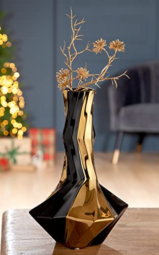 GILDE Vase Canto schwarz/goldfarben H: 25.50 cm B: 17 cm T: 17cm 47259 von GILDE