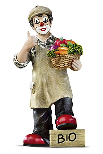 Gildeclown Figur Alles Bio - Dekofigur Clown Sammlerstück - 8 x 6 x Höhe 16 cm - verpackt im Geschenkkarton- Deko Küche von GILDE