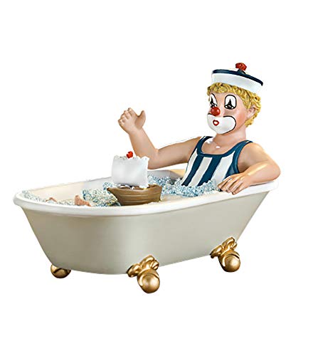 Gildeclown kleine Dekofigur Clown Matrose in Badewanne auf großer Fahrt - Sammlerstück Accessoire Geschenk - Maritime Dekoration handgefertigt - in Geschenkkarto - Höhe 10 cm von GILDE