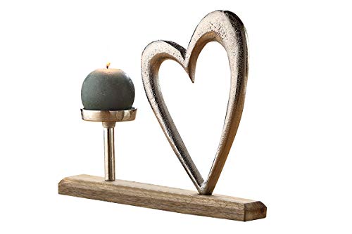 Herz Stand-Deko mit Kerzenhalter silber/natur - Gilde Handwerk von GILDE