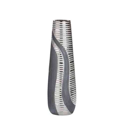 GILDE - Kegelvase Sevilla - Moderne Deko Vasen - Blumenvase - Keramik - anthrazit-Silber - Höhe 49 cm von GILDE