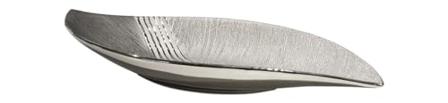 GILDE Deko Schale - Moderne Dekoschale Ablage für Schlüssel - aus Keramik - Farben: Silber Grau - Länge 48,5 cm von GILDE