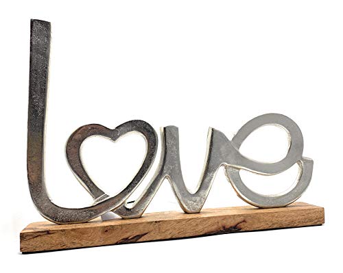 Moderner Schriftzug Aufsteller LIEBE silber auf Mangoholz 41x5x29 cm Moderner Schriftzug Aufsteller LIEBE silber auf Mangoholz 41x5x29 cm von GILDE
