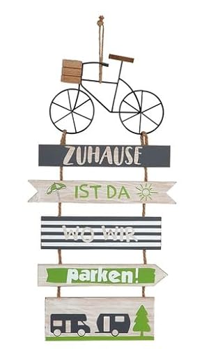 Schild Hänger Wegweiser "Camping" grau/grün/weiß, Fahrrad aus Metall/MDF Schild Hänger Wegweiser "Camping" grau/grün/weiß, Fahrrad aus Metall/MDF von GILDE