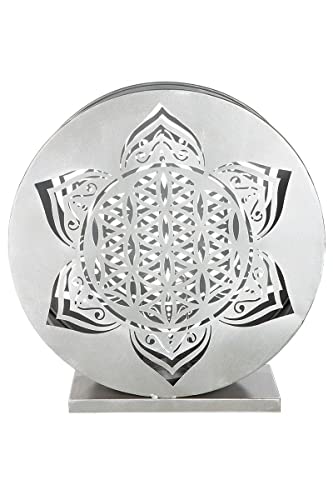 Windlicht Mandala Metall Höhe 45 cm antik Silber, Beleuchtung von GILDE